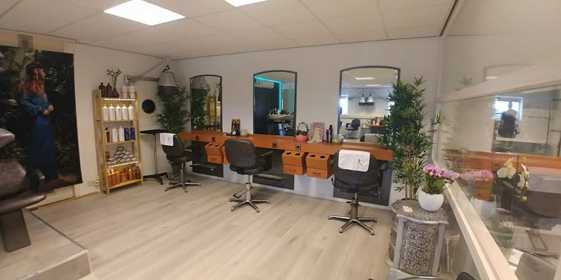 Three styling chairs facing tall mirrors at Yensi Style