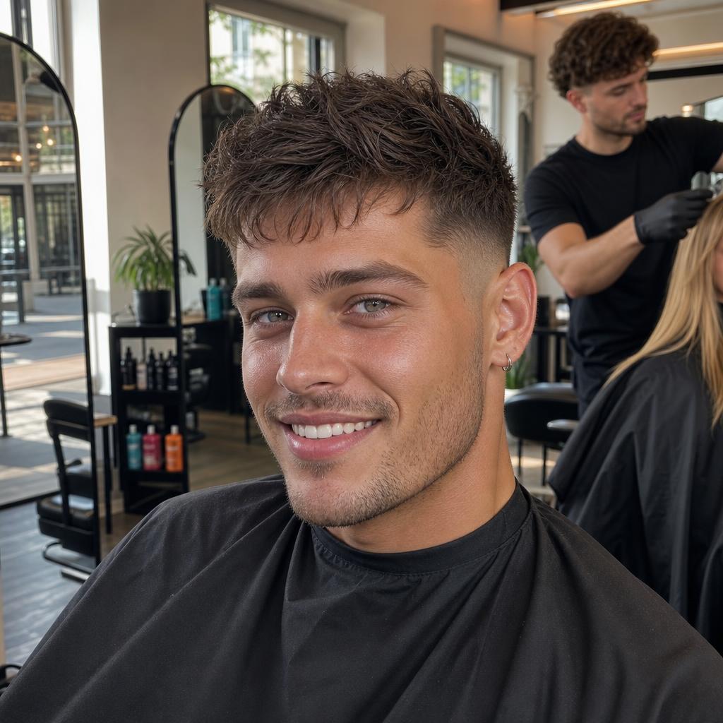 Textured crop with skin fade — men's haircut at Yensi Style